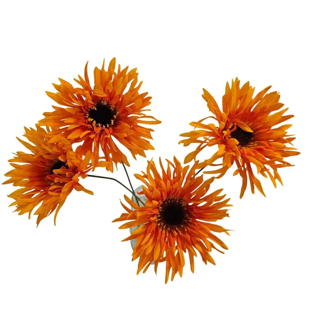 Artificial Fall Silk Flower Stems 41pc Orange Yellow Rust Mum Daisy Floral Decor